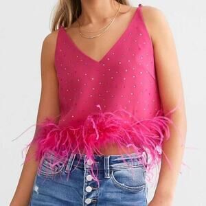 NWT Mainstrip Rhinestone Feather Tank Top in size Large